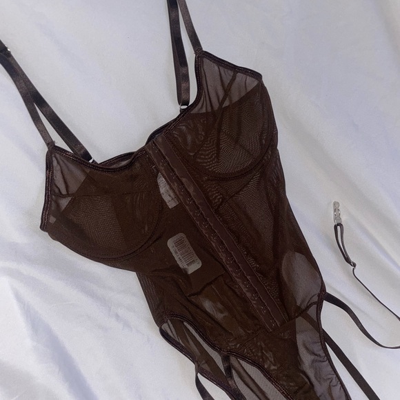 Sheer Mesh Teddy Bodysuit W/ Garter Straps - Picture 5 of 5